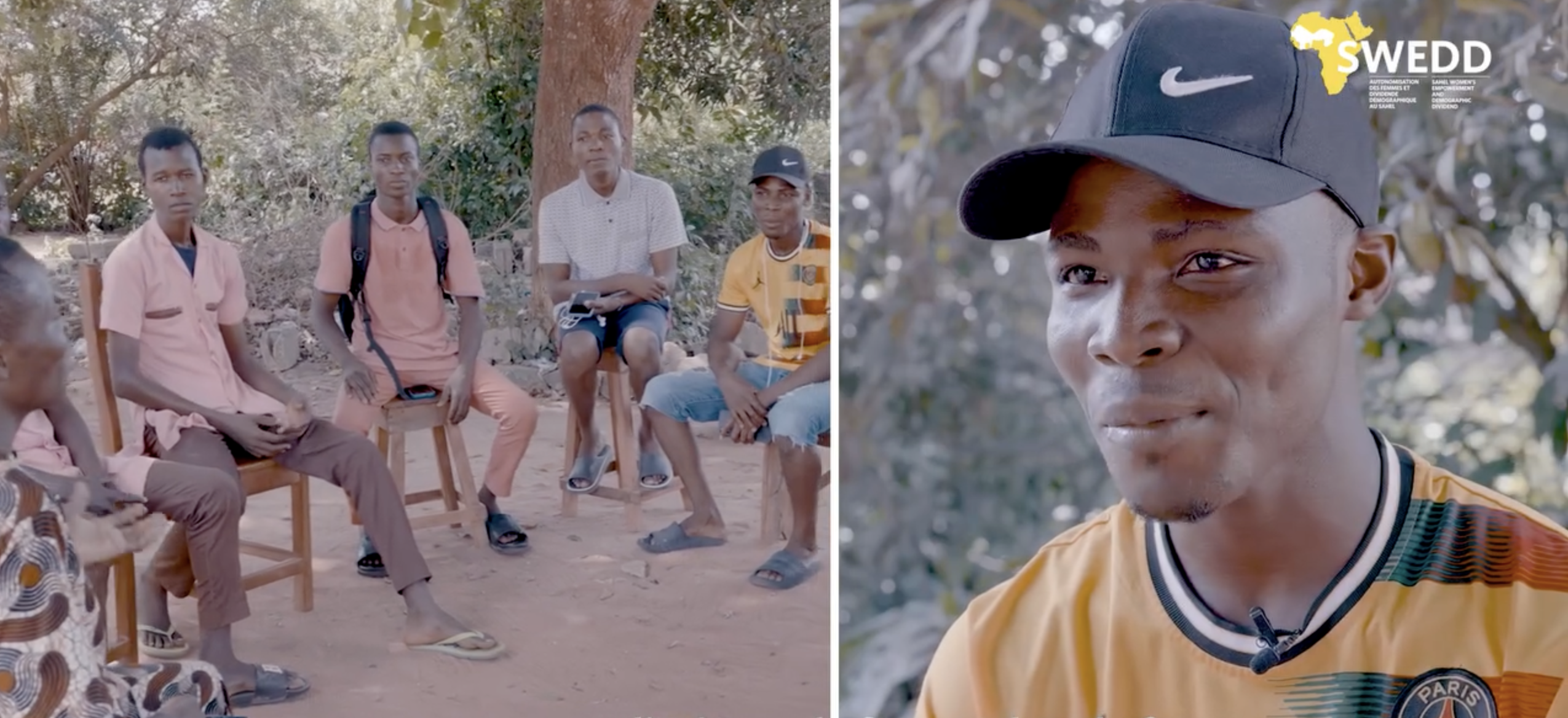 Des jeunes hommes réunis dans un Club des garçons engagés au Bénin
