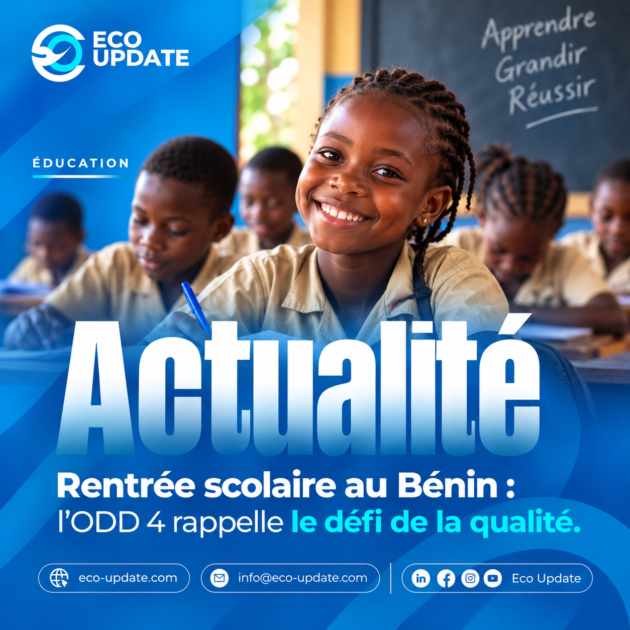 Élève béninoise en classe à l’occasion de la rentrée scolaire 2026